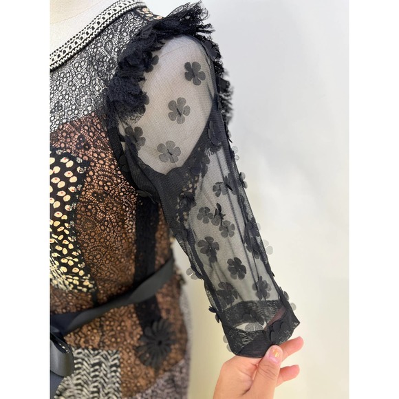 Anthropologie Beguile by Byron Lars Allusione Dress Black Lace Insert Sheath 4P - Picture 5 of 13